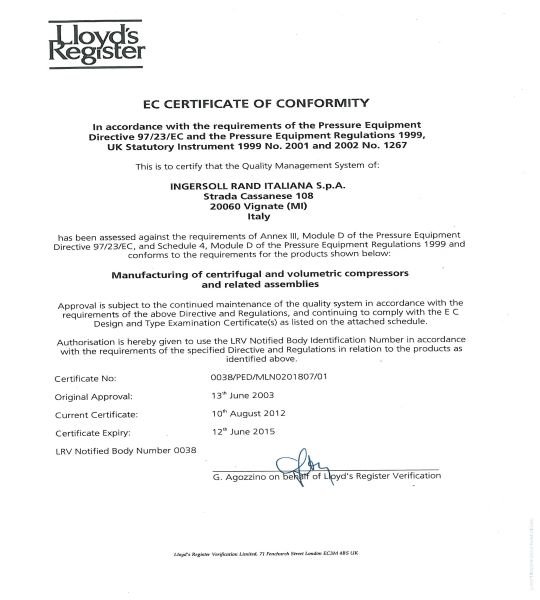 IR PED Certificate_IR Italiana SpA_2012-2015